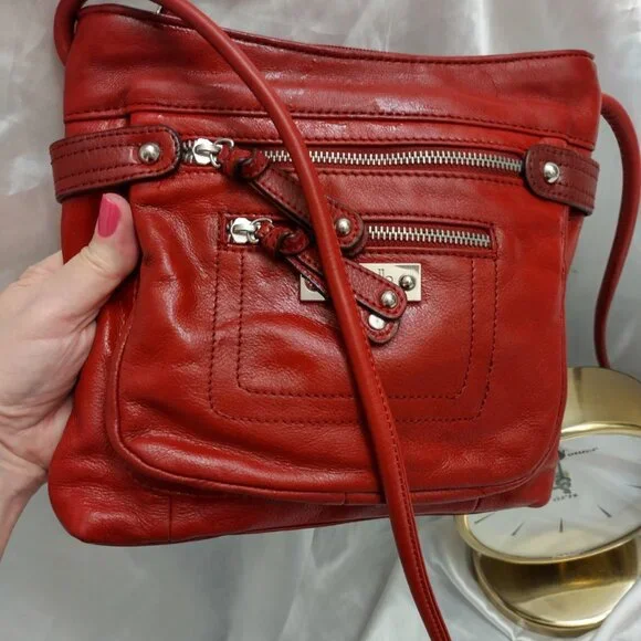 Tignanello, Are Your Looking For Me? Red Orange Leather Crossbody - Picture 11 of 15